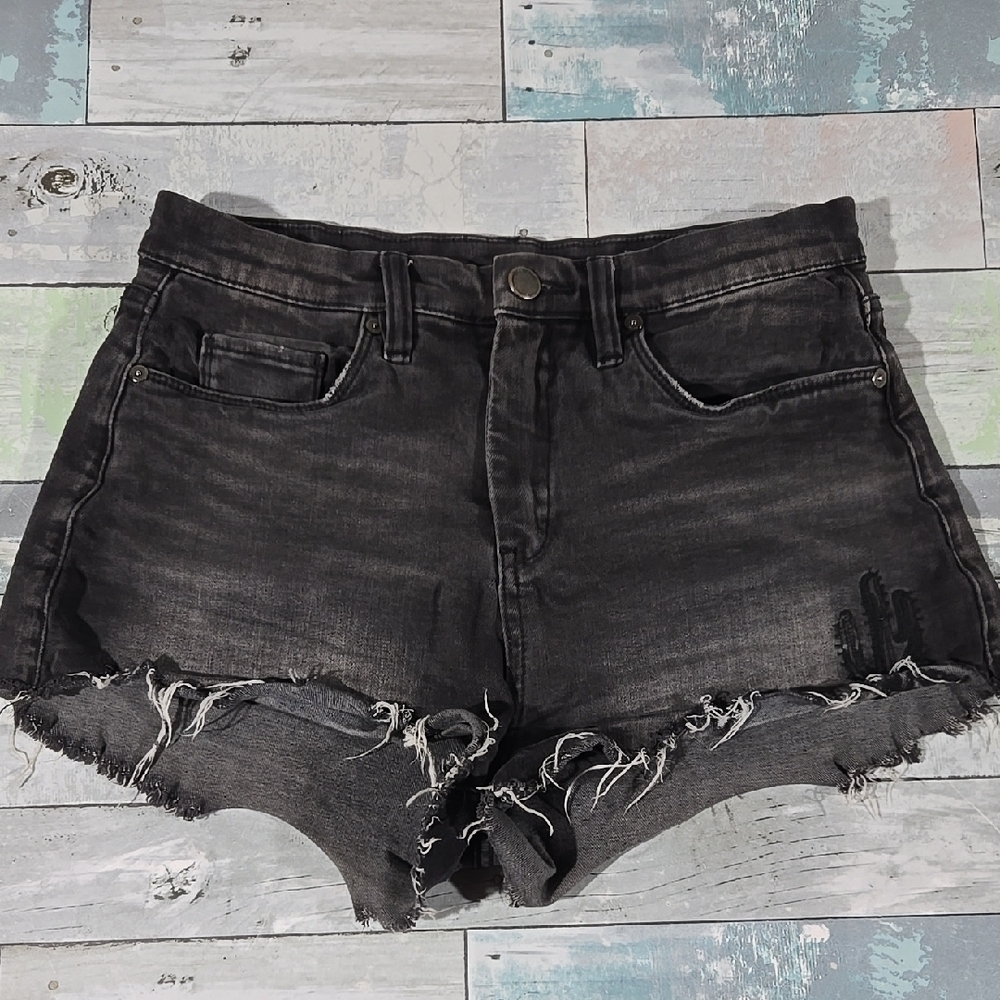 Blank NYC Wedge Black Denim Jean Shorts Sz 28